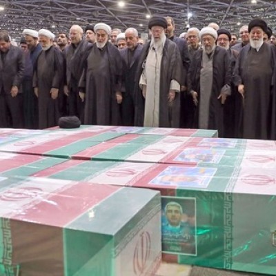Ayatollah Khamenei leads prayers as millions of mourners gather for Raeisi's funeral