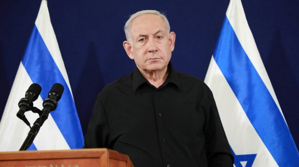 Israeli prime minister Benjamin Netanyahu speaks at a press conference in the 1948-occupied territories on October 28, 2023. (Photo via social media)